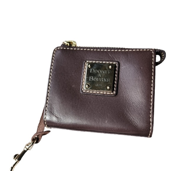 Dooney & Bourke Rare/Card Holder/Coin Pouch Wallet Brown Leather/Paisley w/Box - Picture 3 of 11